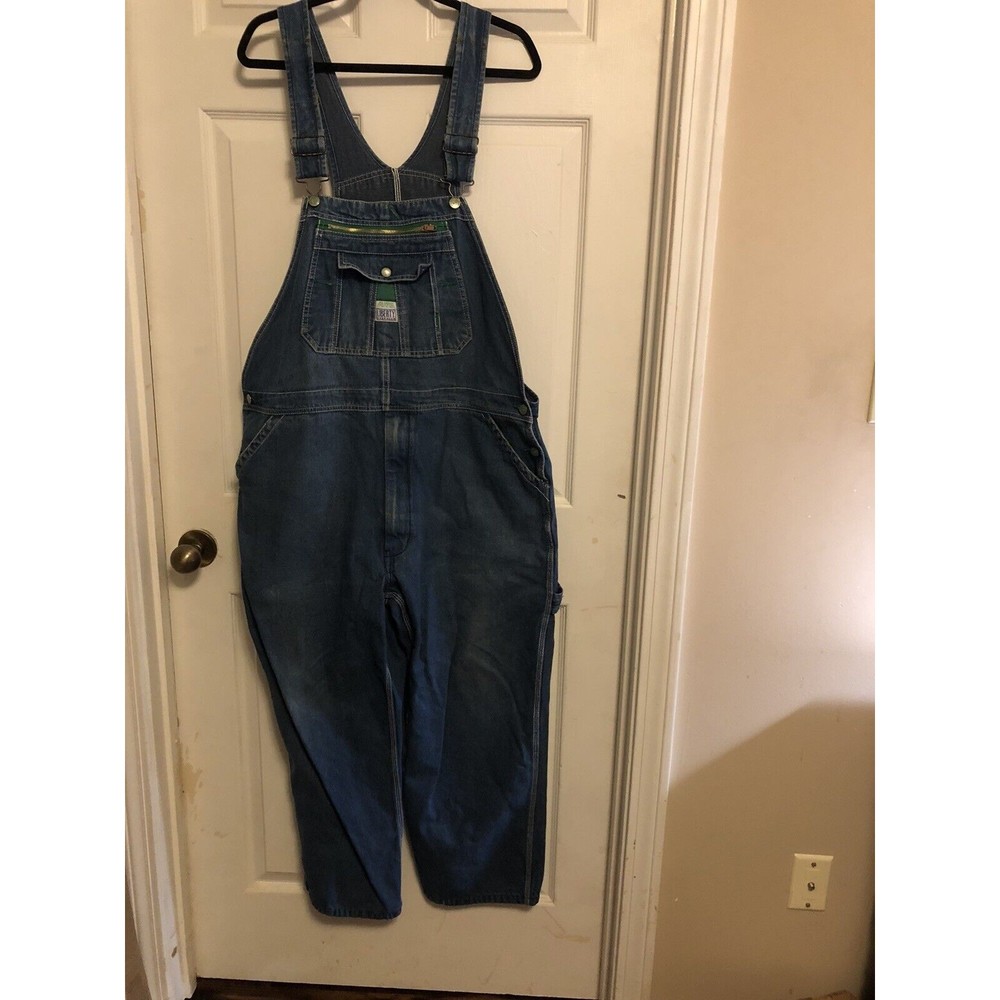 Liberty 42/30 Denim Jean, Farmer/Carpenter Overalls With Green Accents